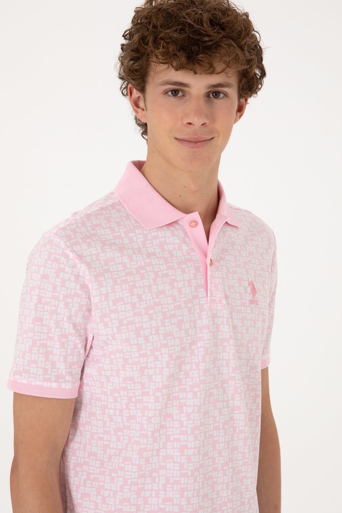 Men's Regular Fit Polo Neck Light Pink T-Shirt