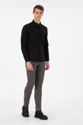 Men's Black Long Sleeve Basic Shirt