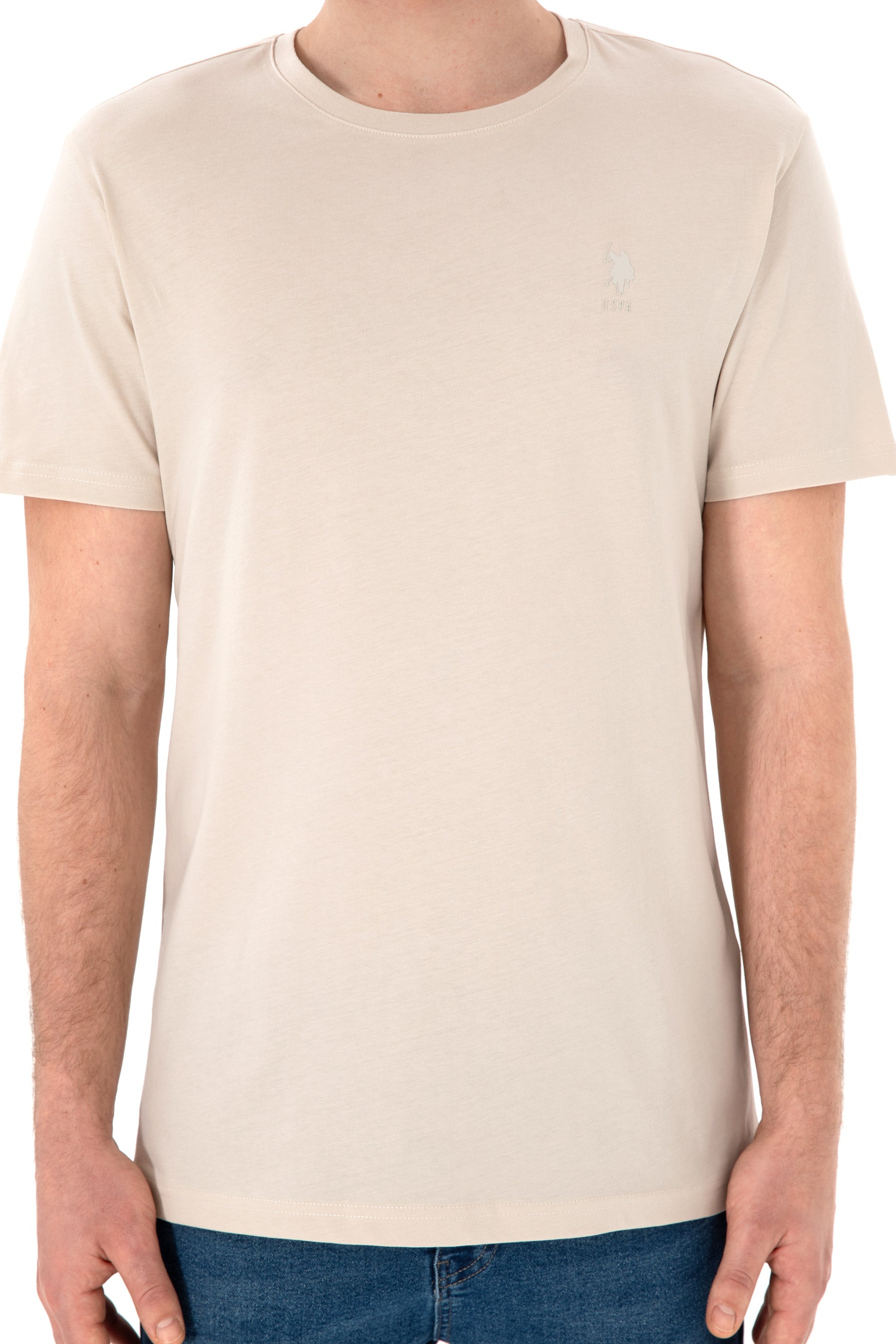 Men's Regular Fit Crew Neck Stone Basic T-Shirt