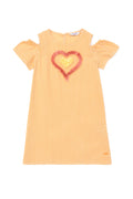 Girls' Orange Short Sleeve Knitted Dress