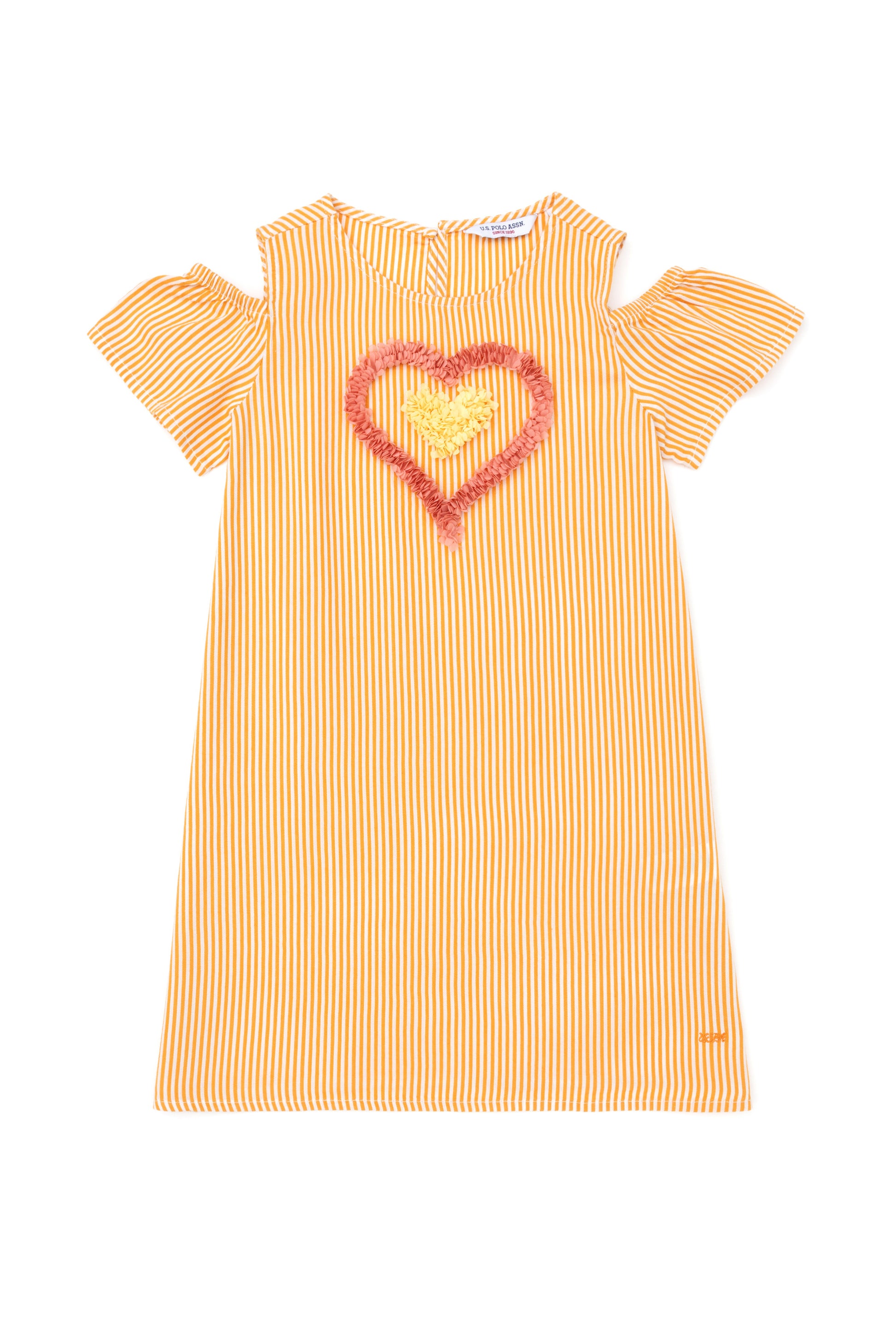 Girls' Orange Short Sleeve Knitted Dress