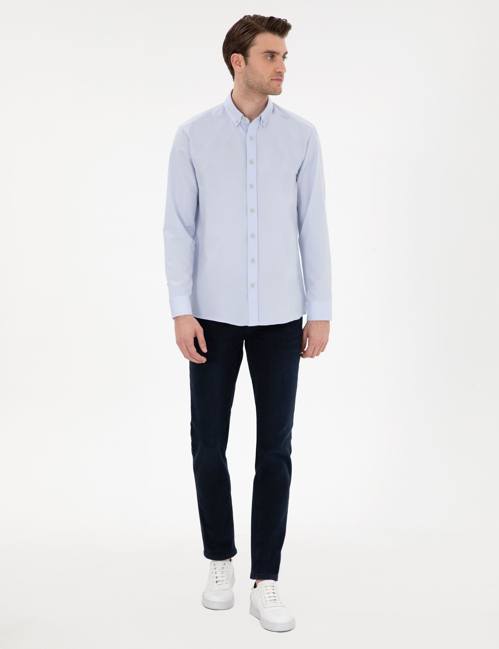 Light Blue Slim Fit Oxford Shirt Long Sleeve