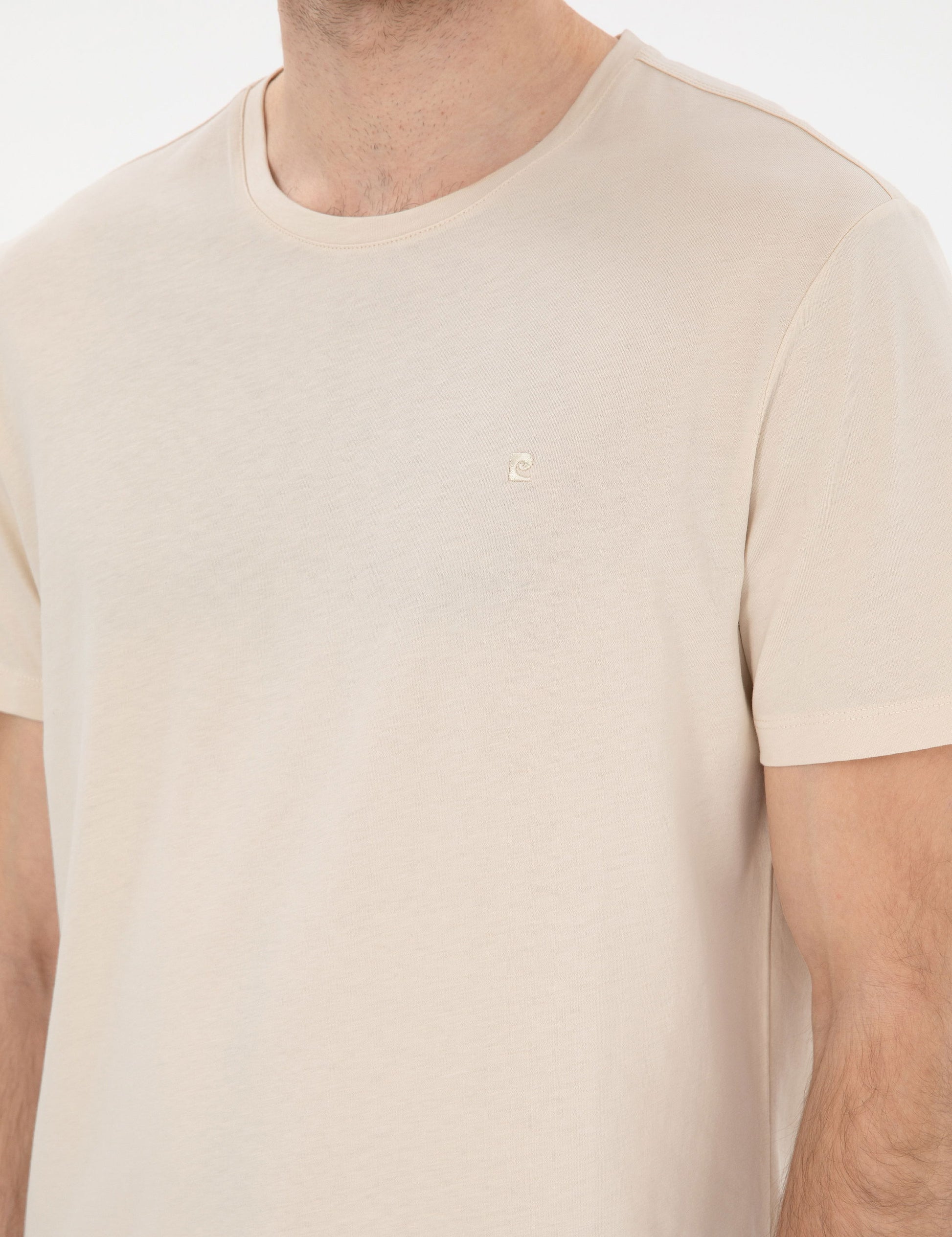 Beige Slim Fit Basic T-Shirt