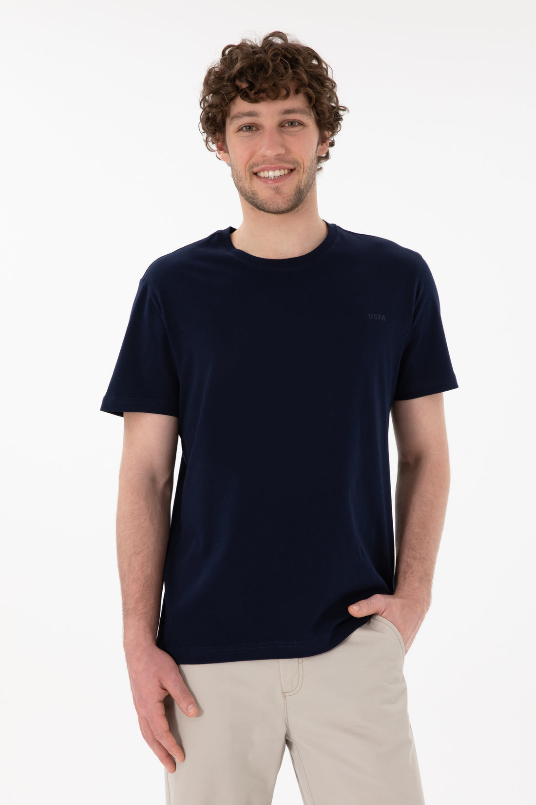Men's Regular Fit Crew Neck Navy Basic T-Shirt