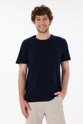Men's Regular Fit Crew Neck Navy Basic T-Shirt