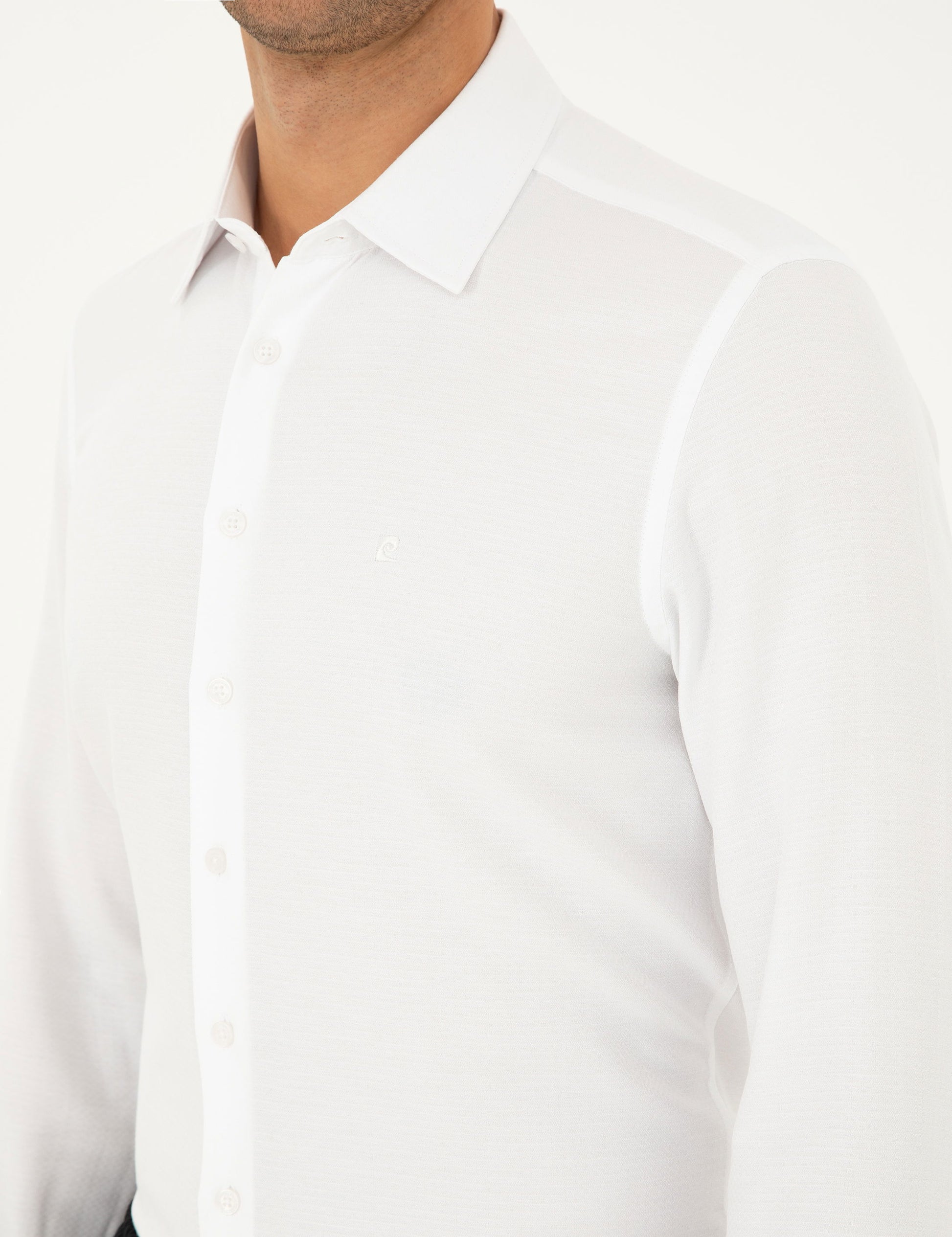 White Striped Slim Fit Long Sleeve Shirt