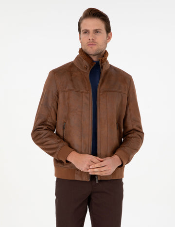 Taba Fur Detailed Leather Jacket