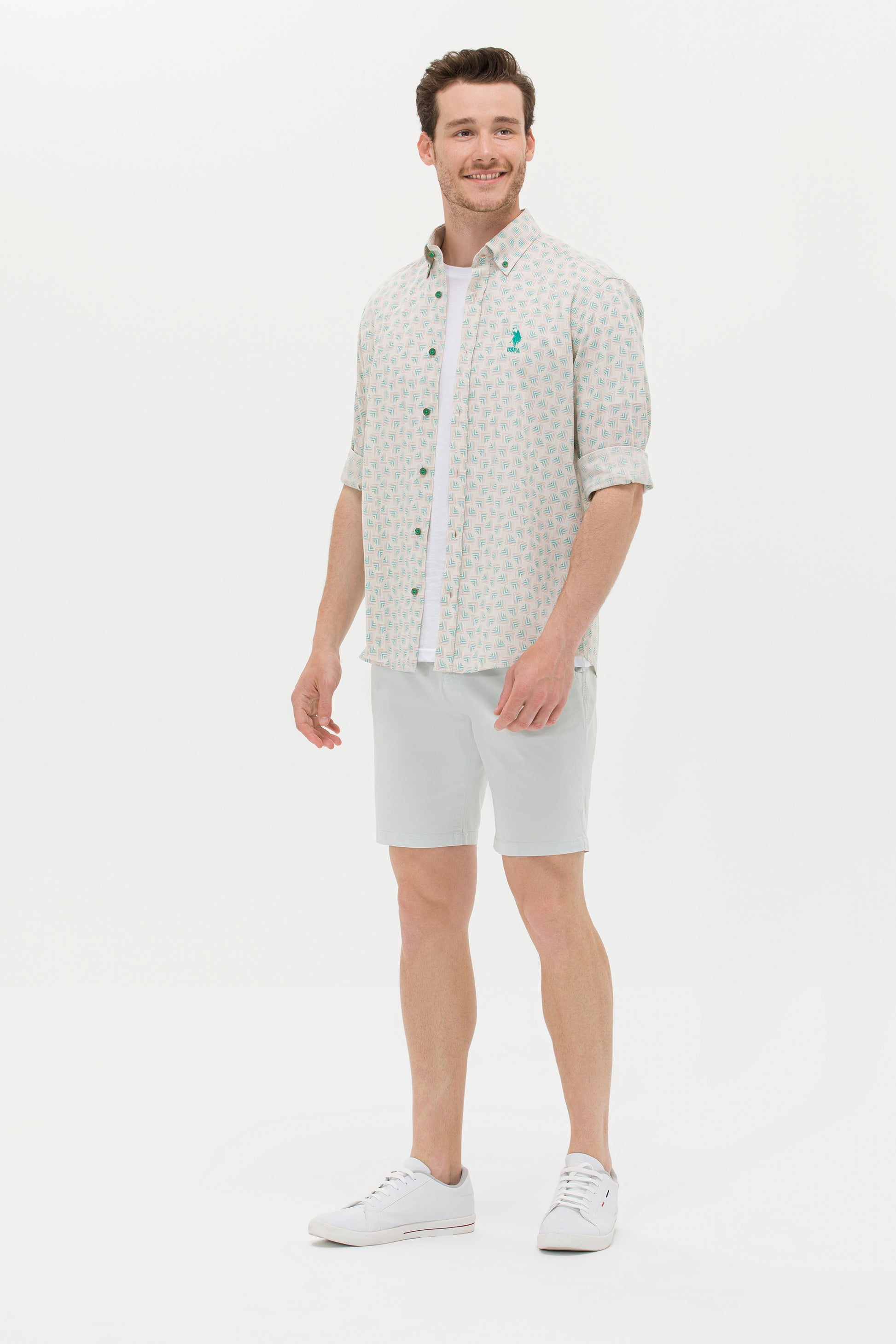 Men's Water Green Woven Shorts