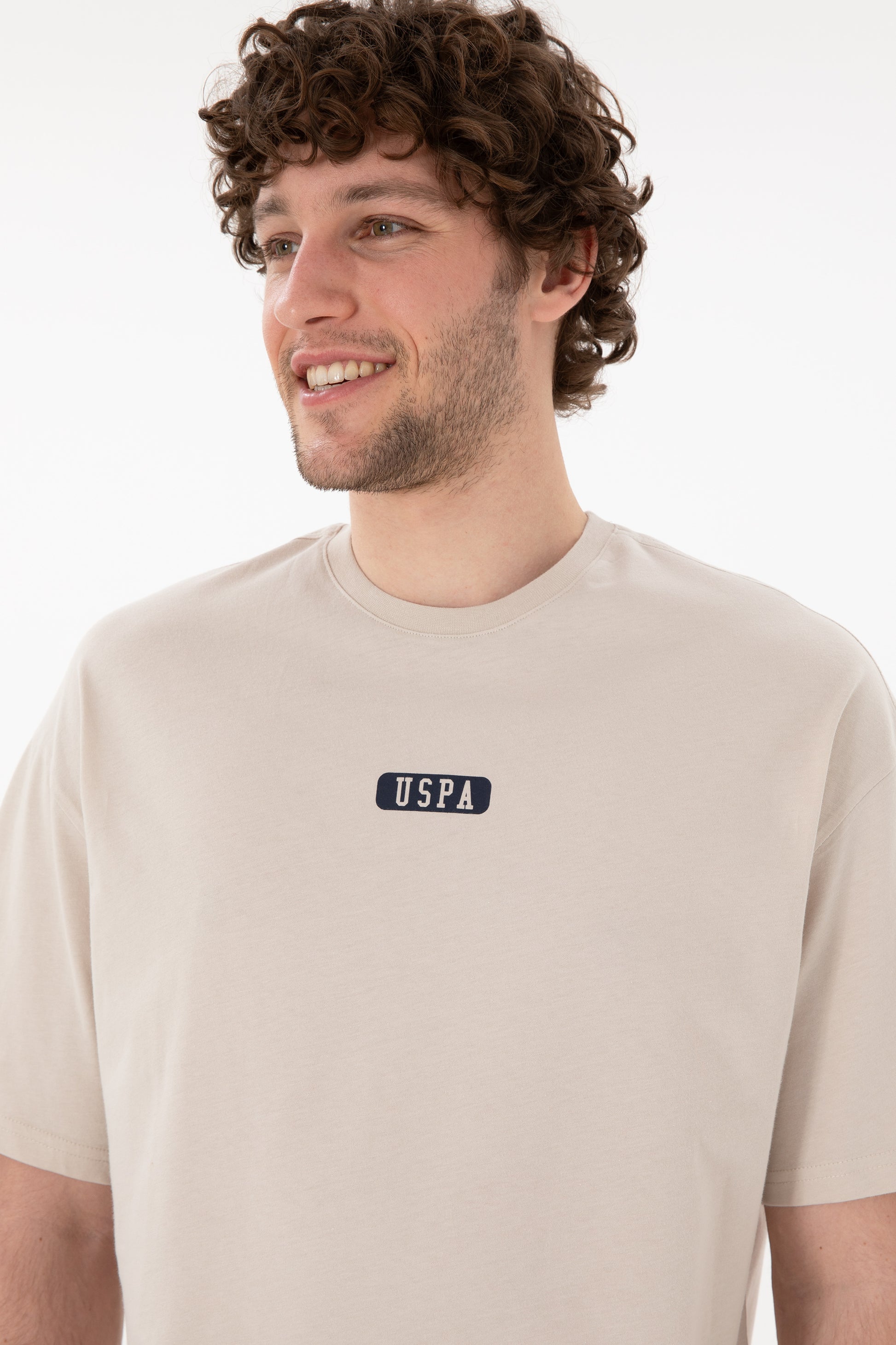 Men's Oversize Fit Crew Neck Stone T-Shirt