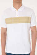 Men's Regular Fit Polo Neck White T-Shirt