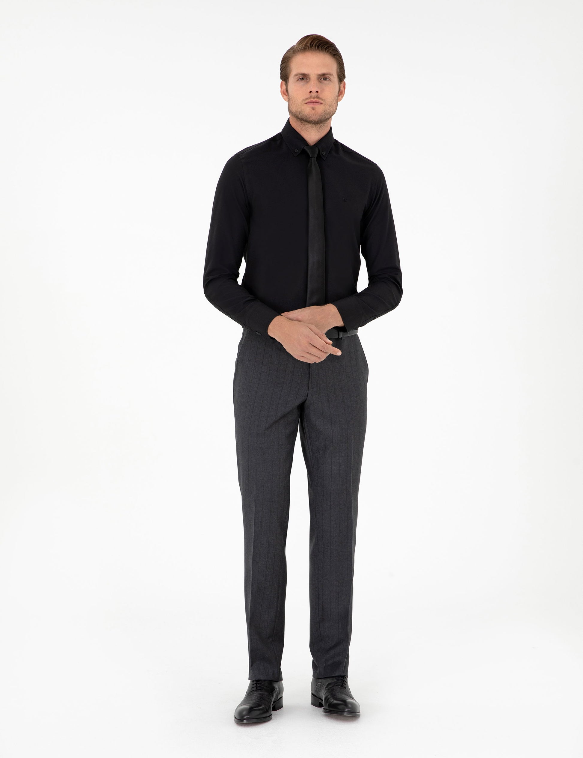 Black Slim Fit Long Sleeve Shirt