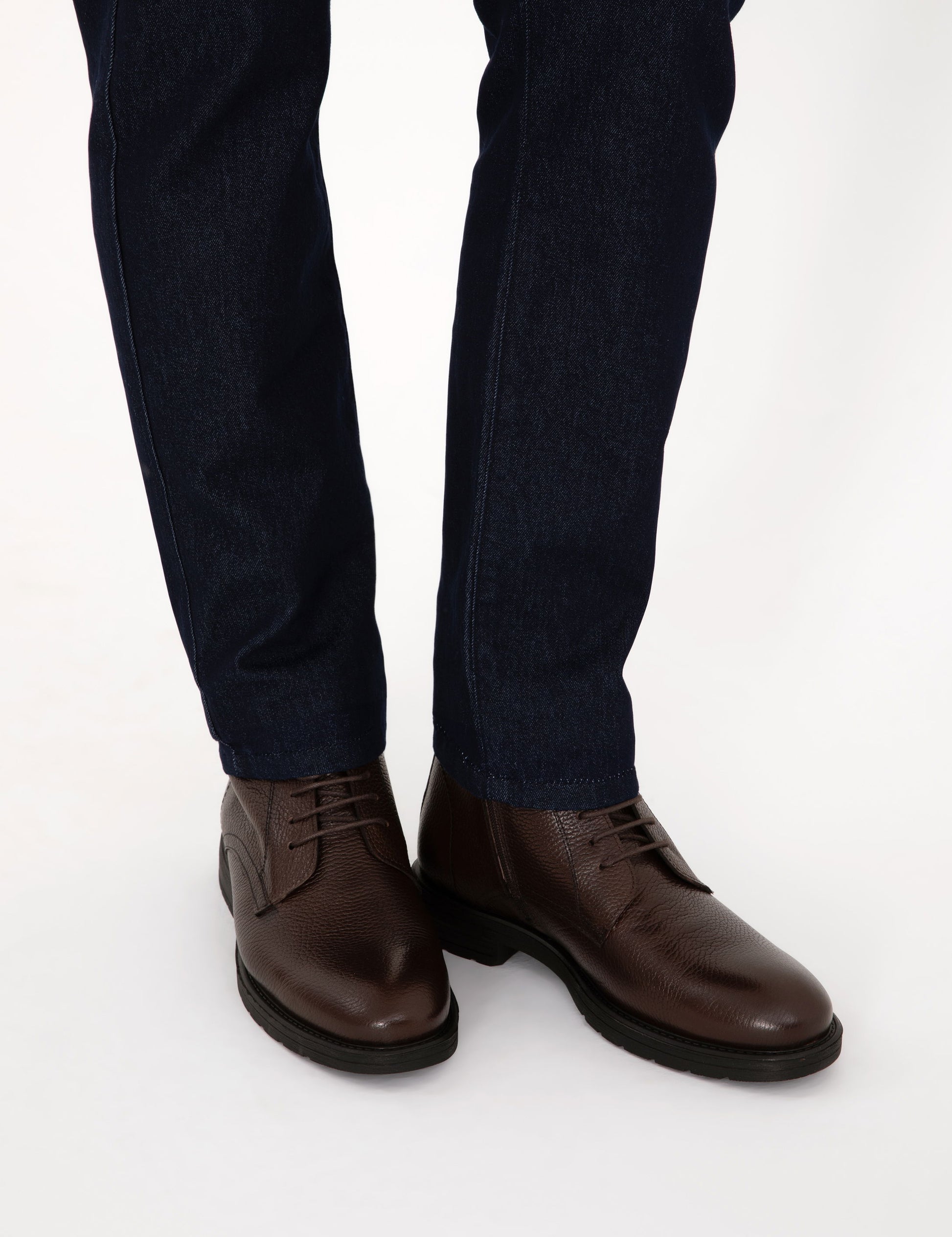 Brown 100% Leather Rubber Sole Boots