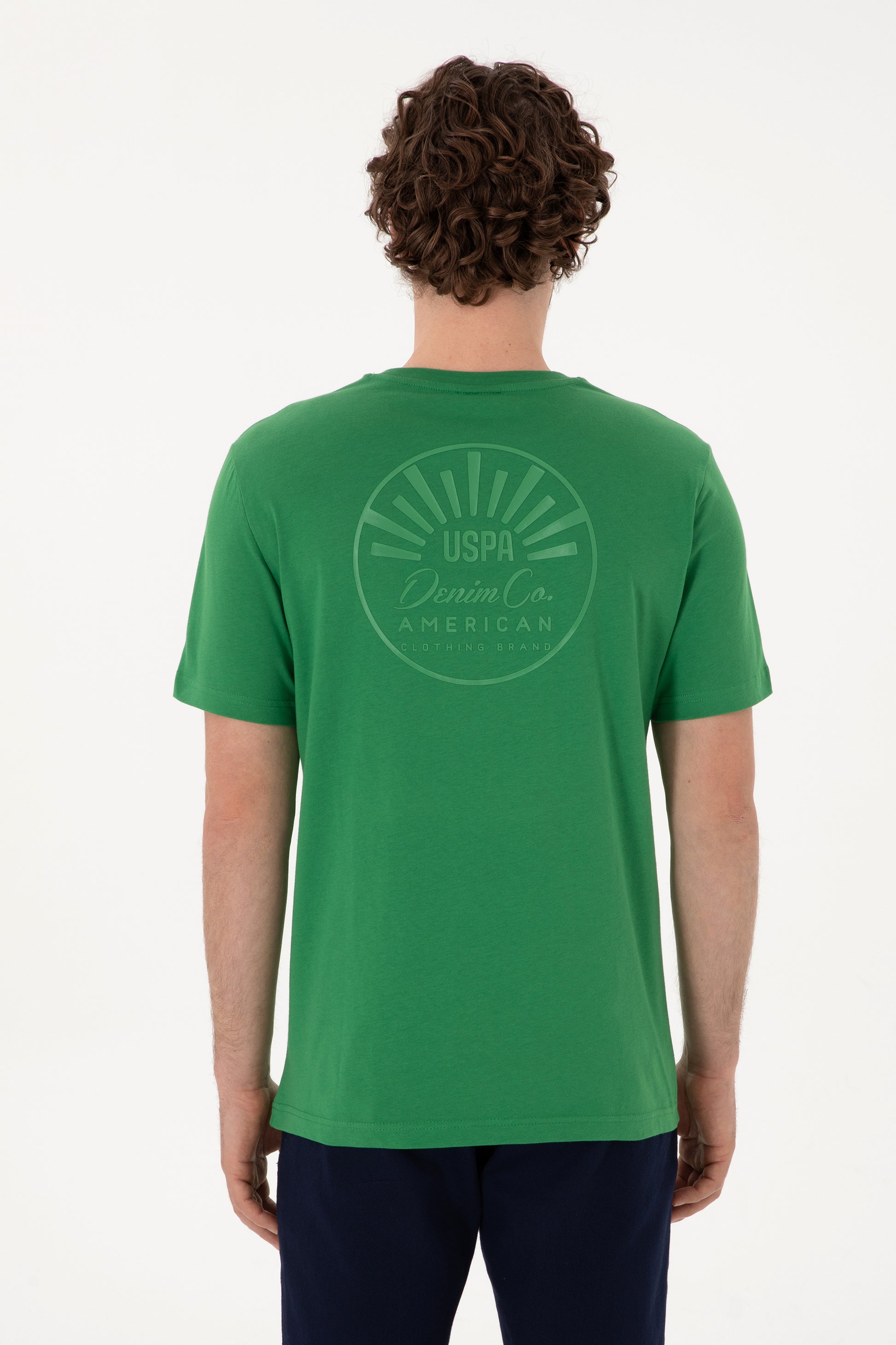 Men's Regular Fit Crew Neck Green T-shirt