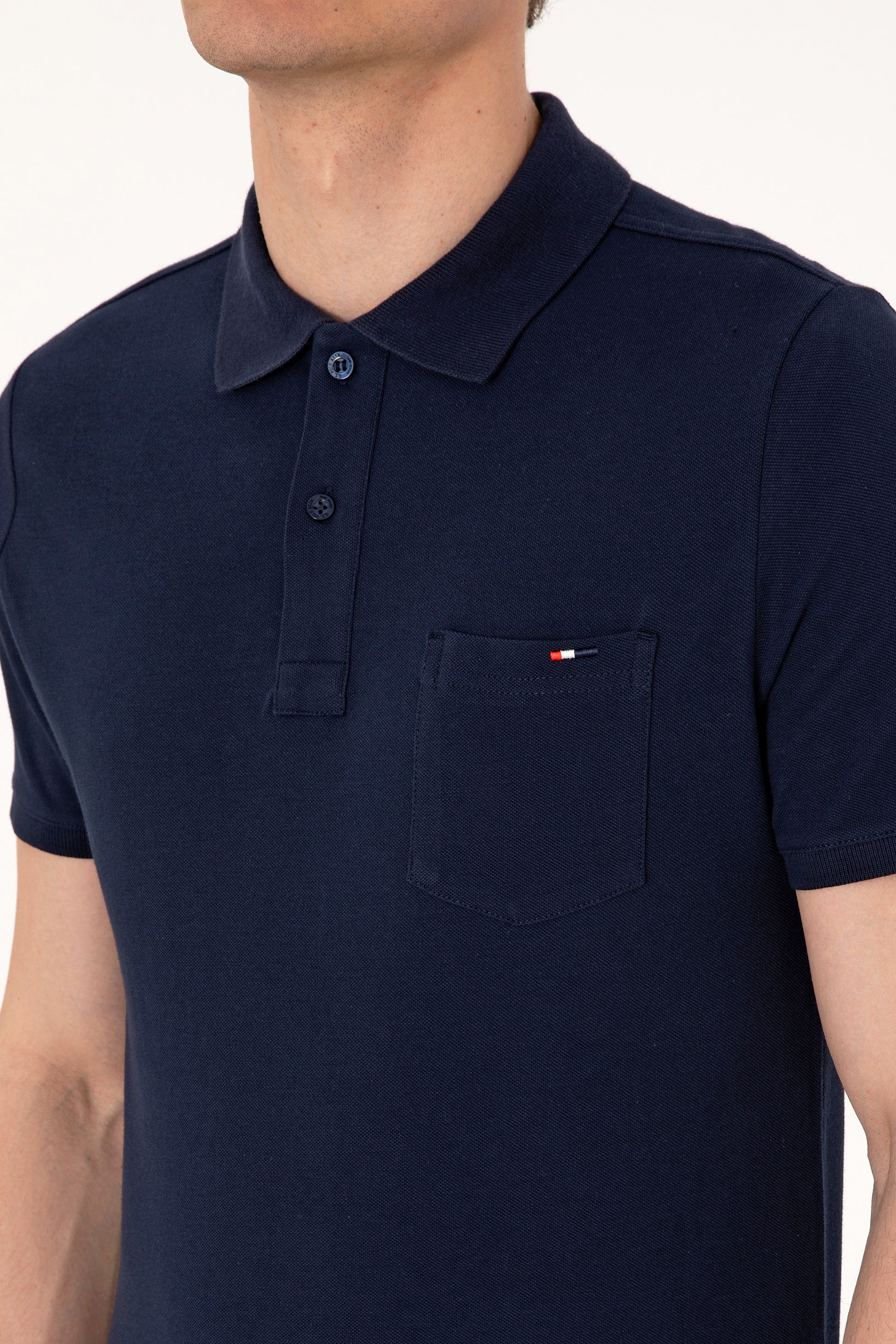 Men's Regular Fit Polo Neck Navy T-Shirt