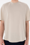 Men's Long Fit Crew Neck Stone Basic T-Shirt