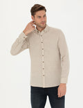 Beige Slim Fit Long Sleeve Shirt