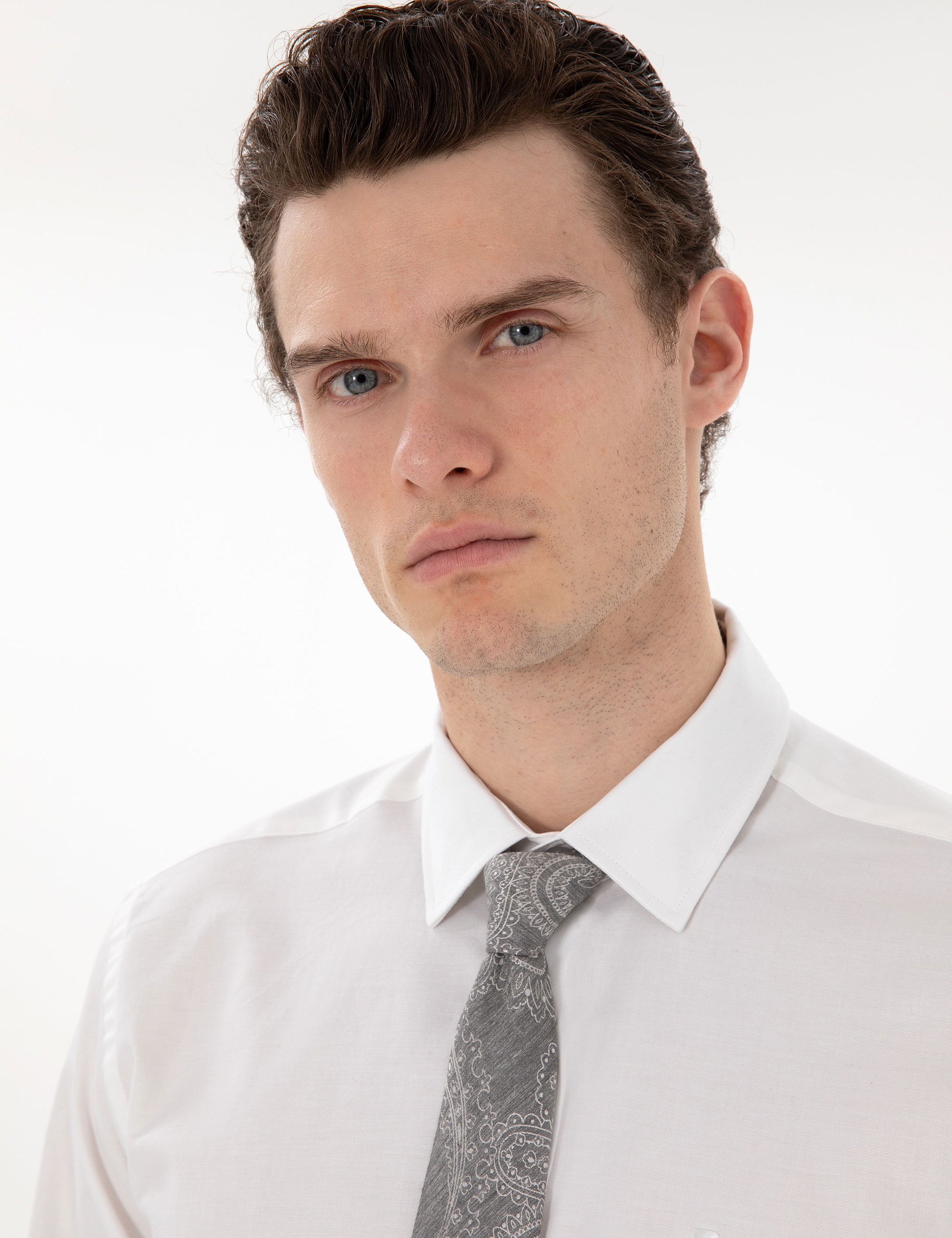 White Slim Fit Long Sleeve Basic Shirt