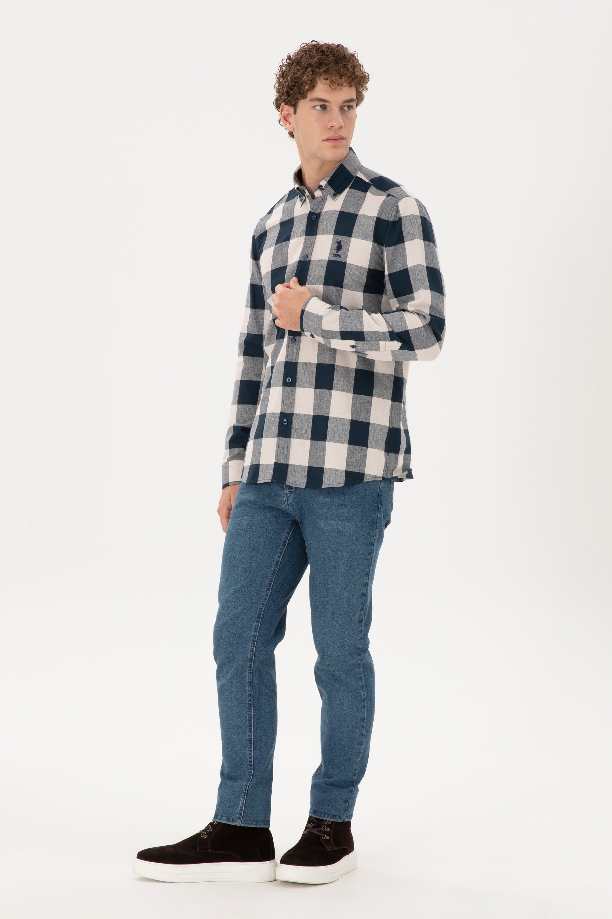 Men's Navy Blue Long Sleeve Shirt