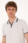 Men's Slim Fit Crazy Collar Light Grey T-Shirt