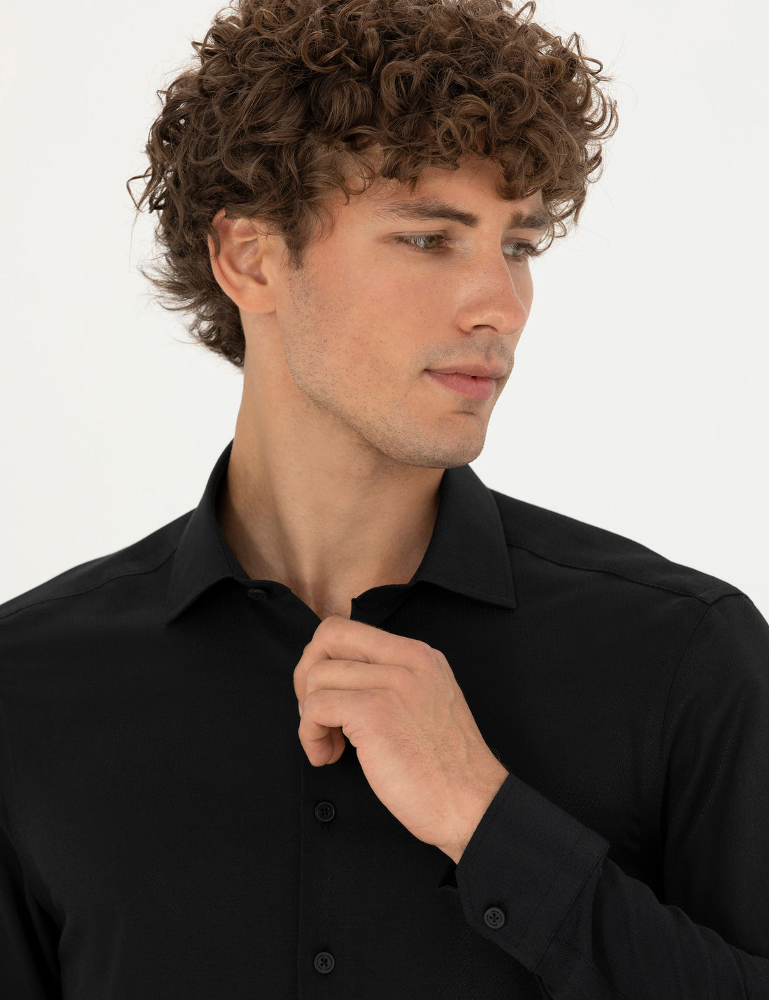 Black Slim Fit Long Sleeve Shirt