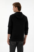 Erkek Regular Fit Kapişonlu Siyah Sweatshirt