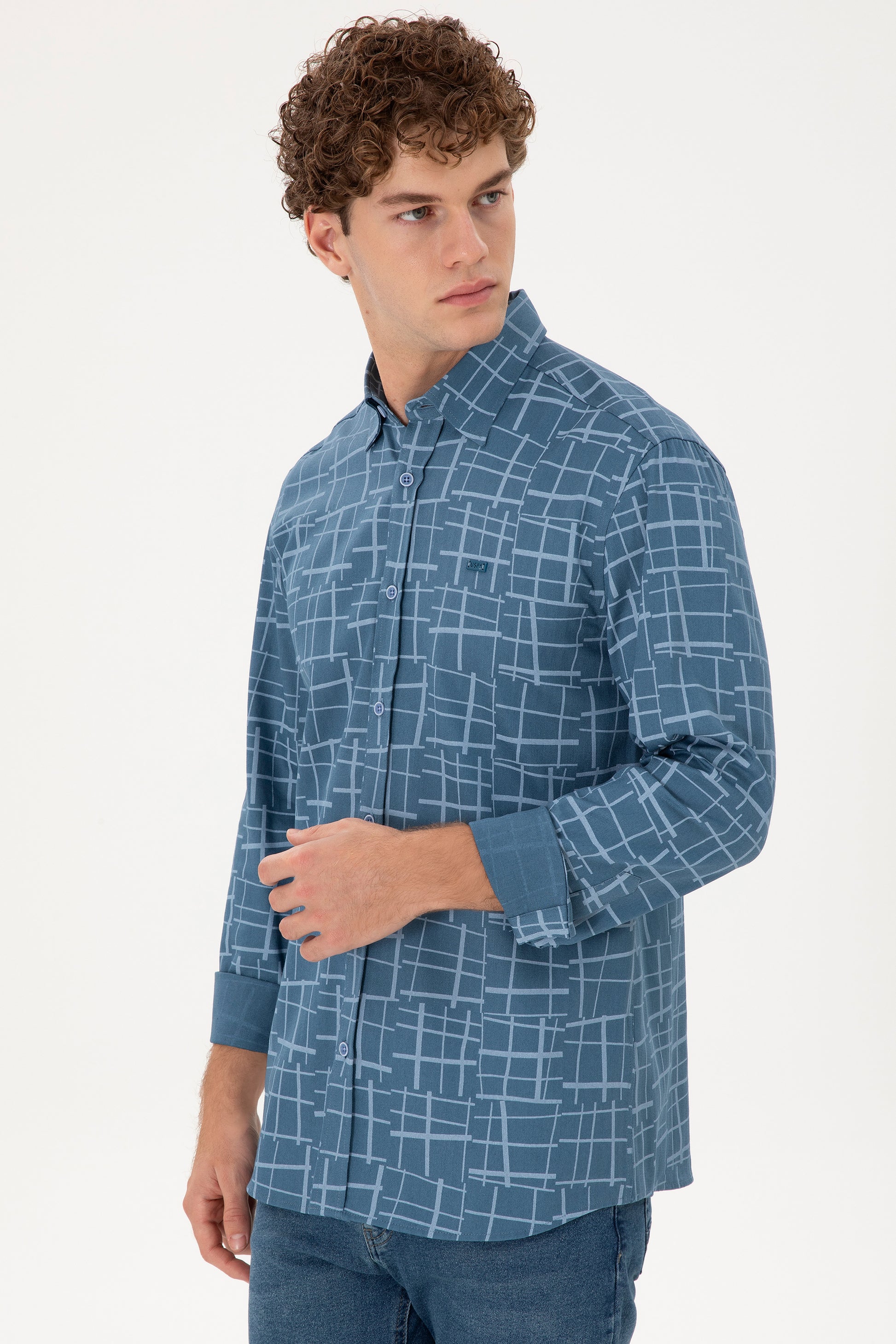 Men's Light Blue Long Sleeve Shirt