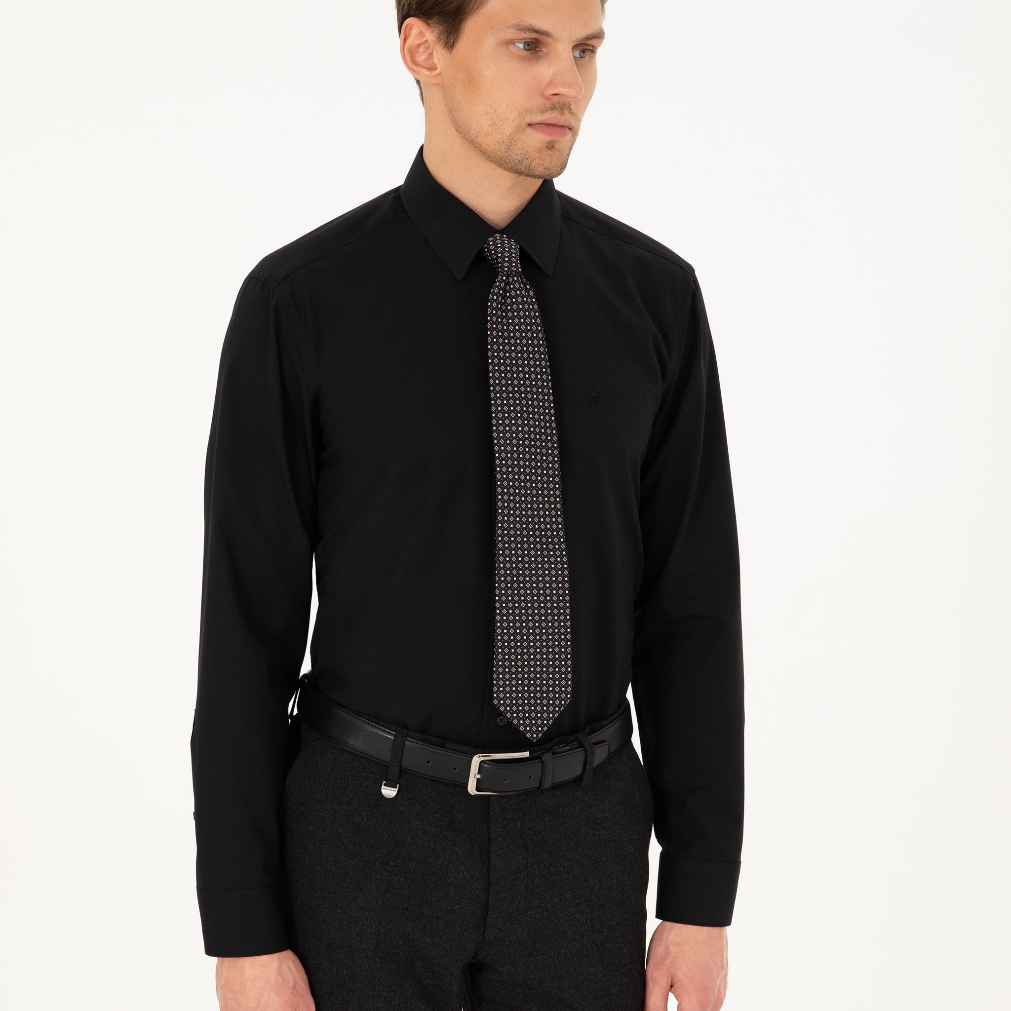 Black Regular Fit Long Sleeve Basic Shirt