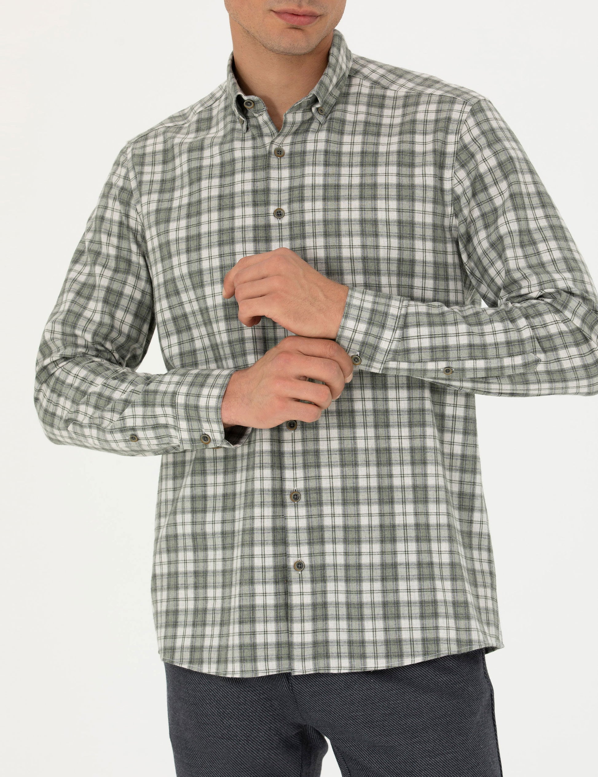 Khaki Regular Fit Long Sleeve Shirt
