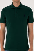 Men's Slim Fit Polo Neck Dark Green Basic T-Shirt