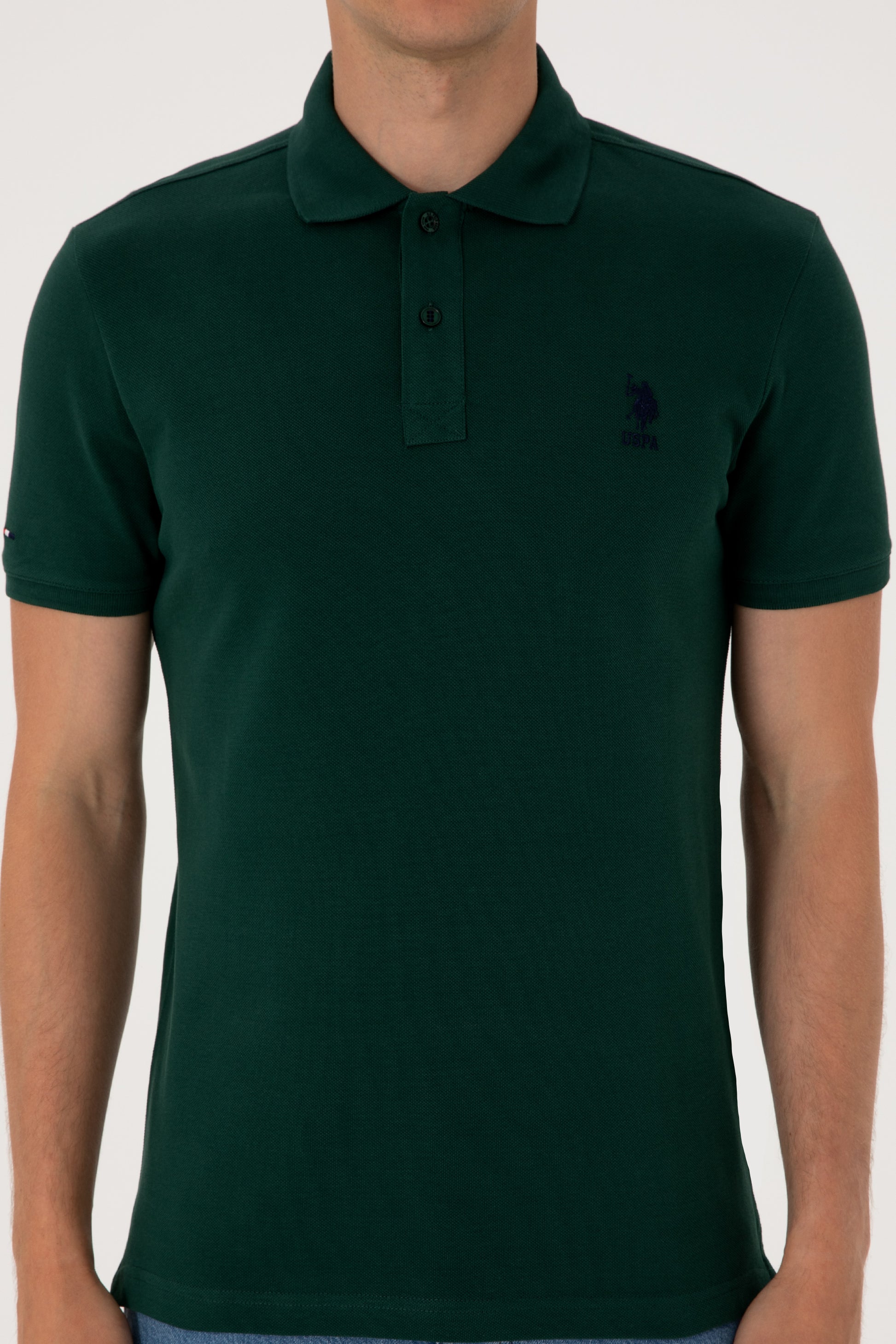 Men's Slim Fit Polo Neck Dark Green Basic T-Shirt