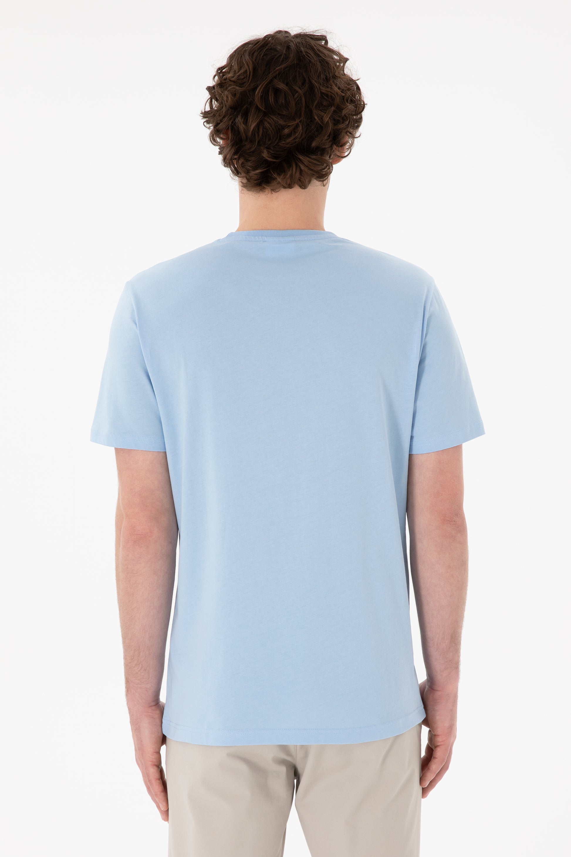 Men's Regular Fit Crew Neck Blue Basic T-Shirt