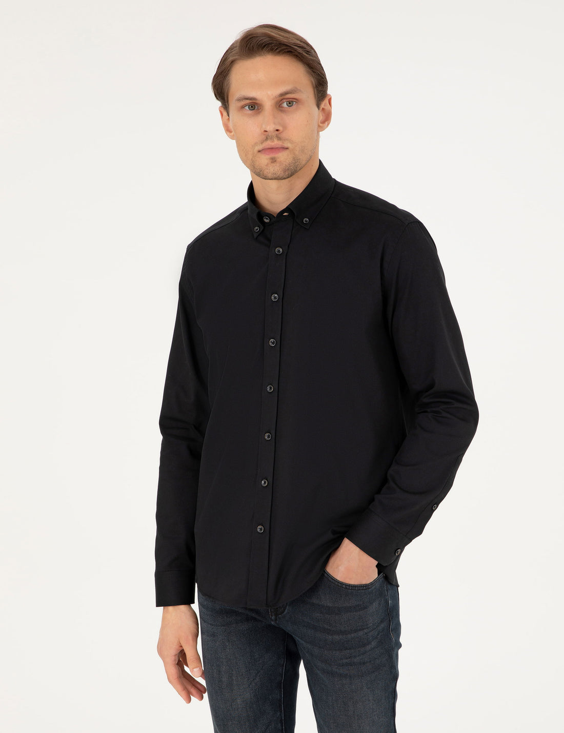 Black Regular Fit Long Sleeve Shirt