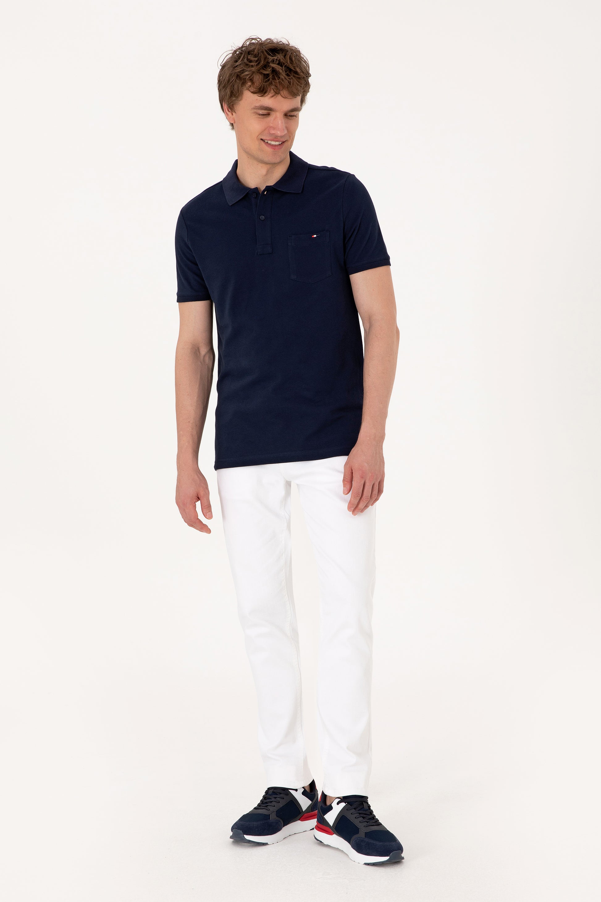 Men's Regular Fit Polo Neck Navy T-Shirt