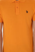 Men's Slim Fit Polo Neck Orange Basic T-Shirt