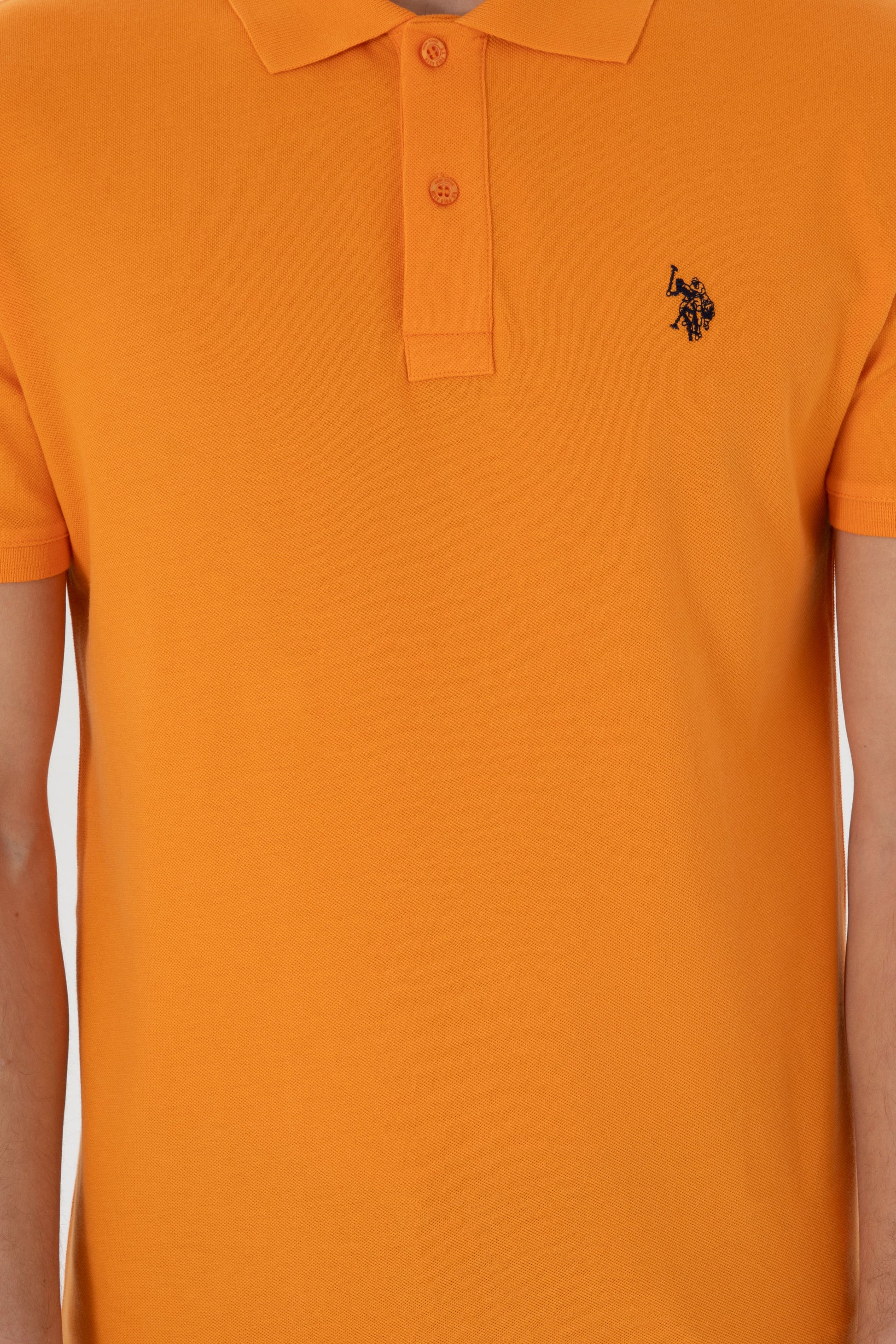 Men's Slim Fit Polo Neck Orange Basic T-Shirt