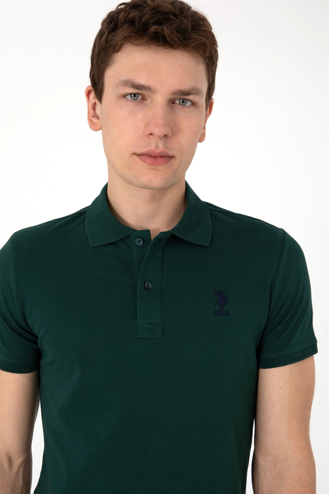 Men's Slim Fit Polo Neck Dark Green Basic T-Shirt