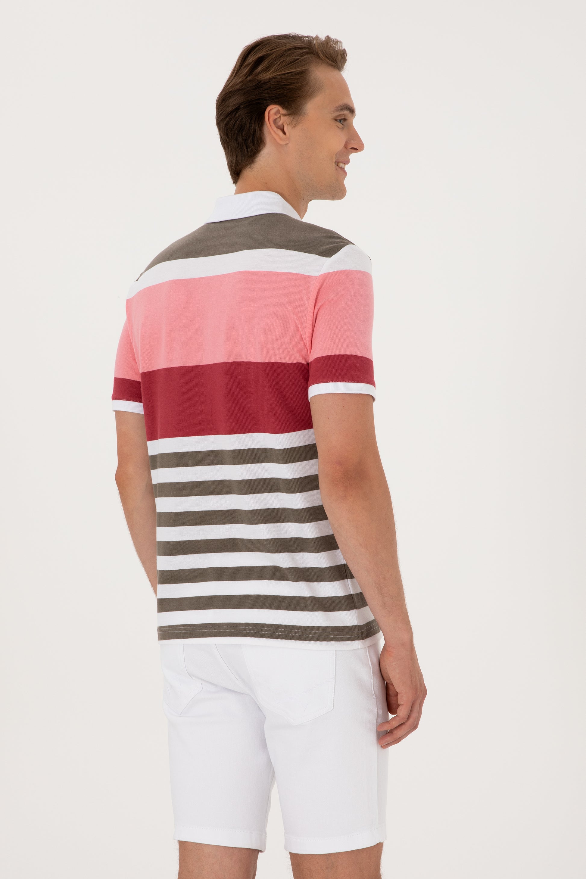 Men's Regular Fit Polo Neck Pink T-Shirt