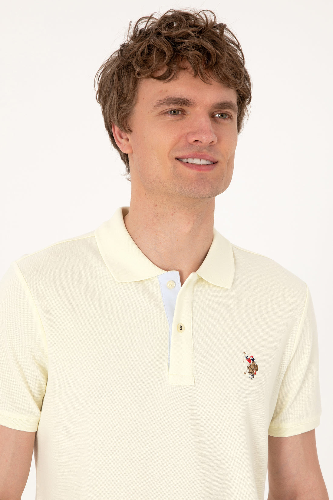 Men's Slim Fit Polo Neck Lemon Basic T-Shirt