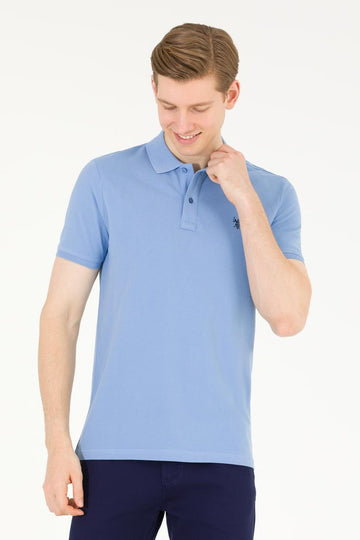 Men's Dark Blue Basic Polo Neck T-Shirt