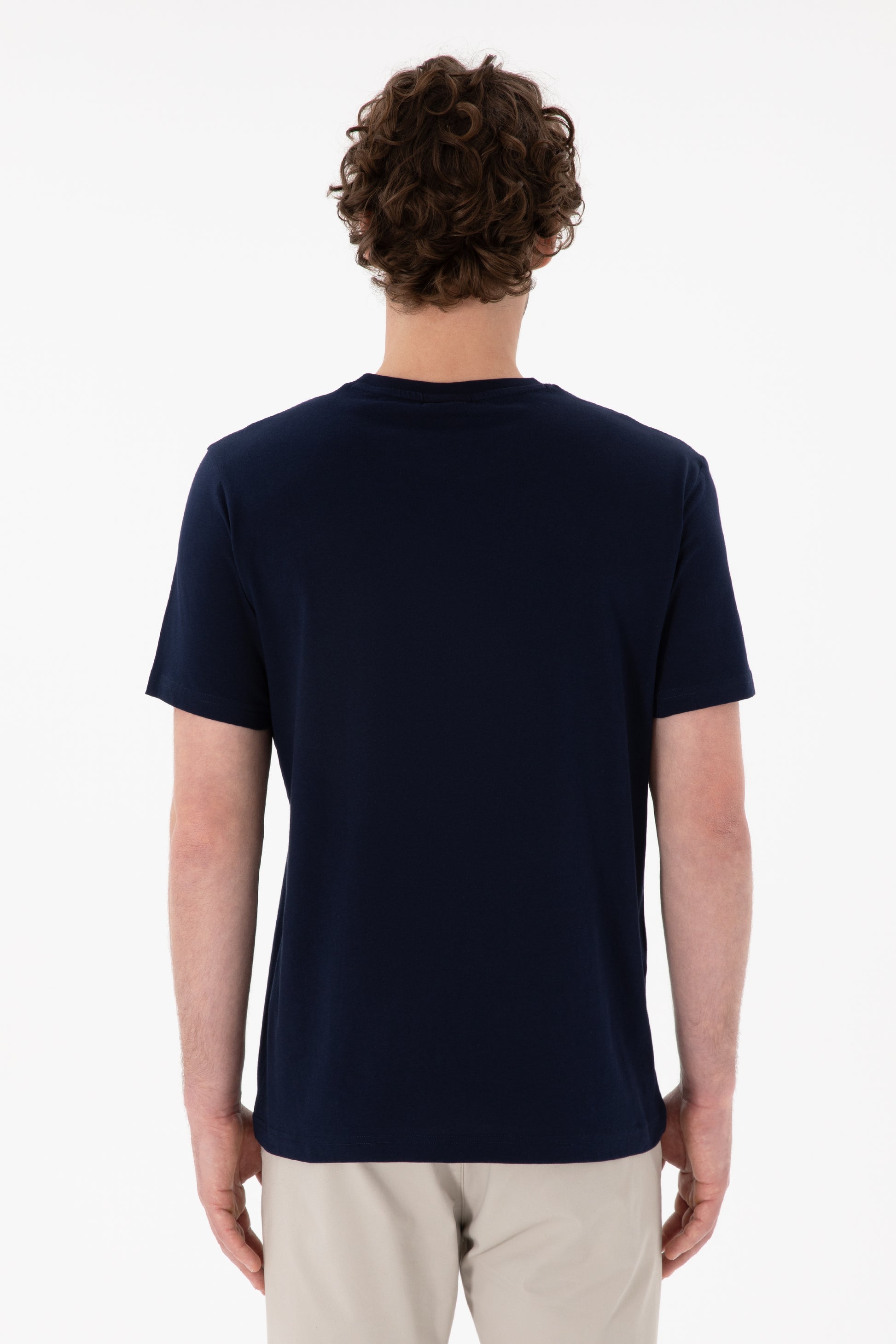 Men's Regular Fit Crew Neck Navy Basic T-Shirt