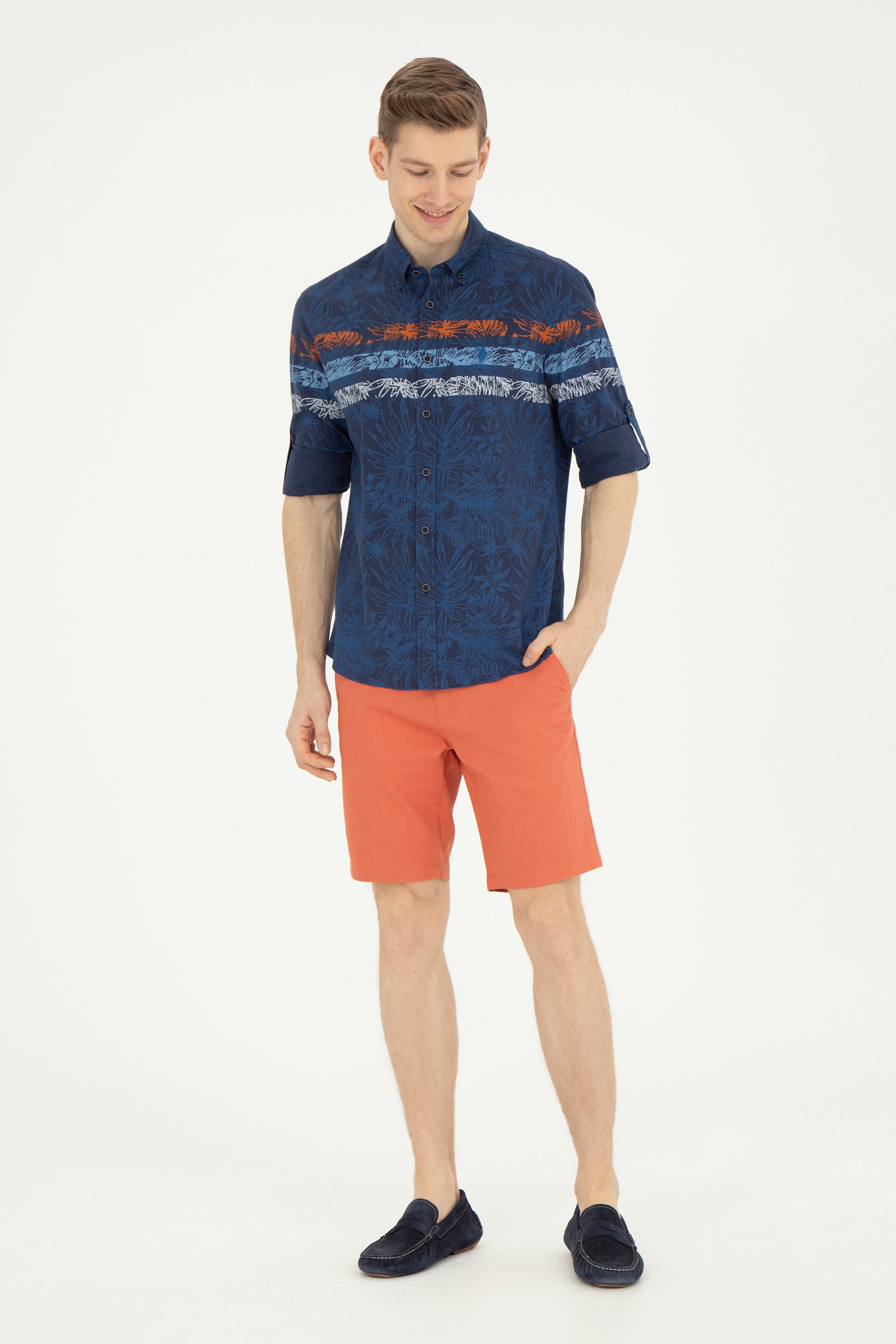Men's Navy Blue Long Sleeve Shirt