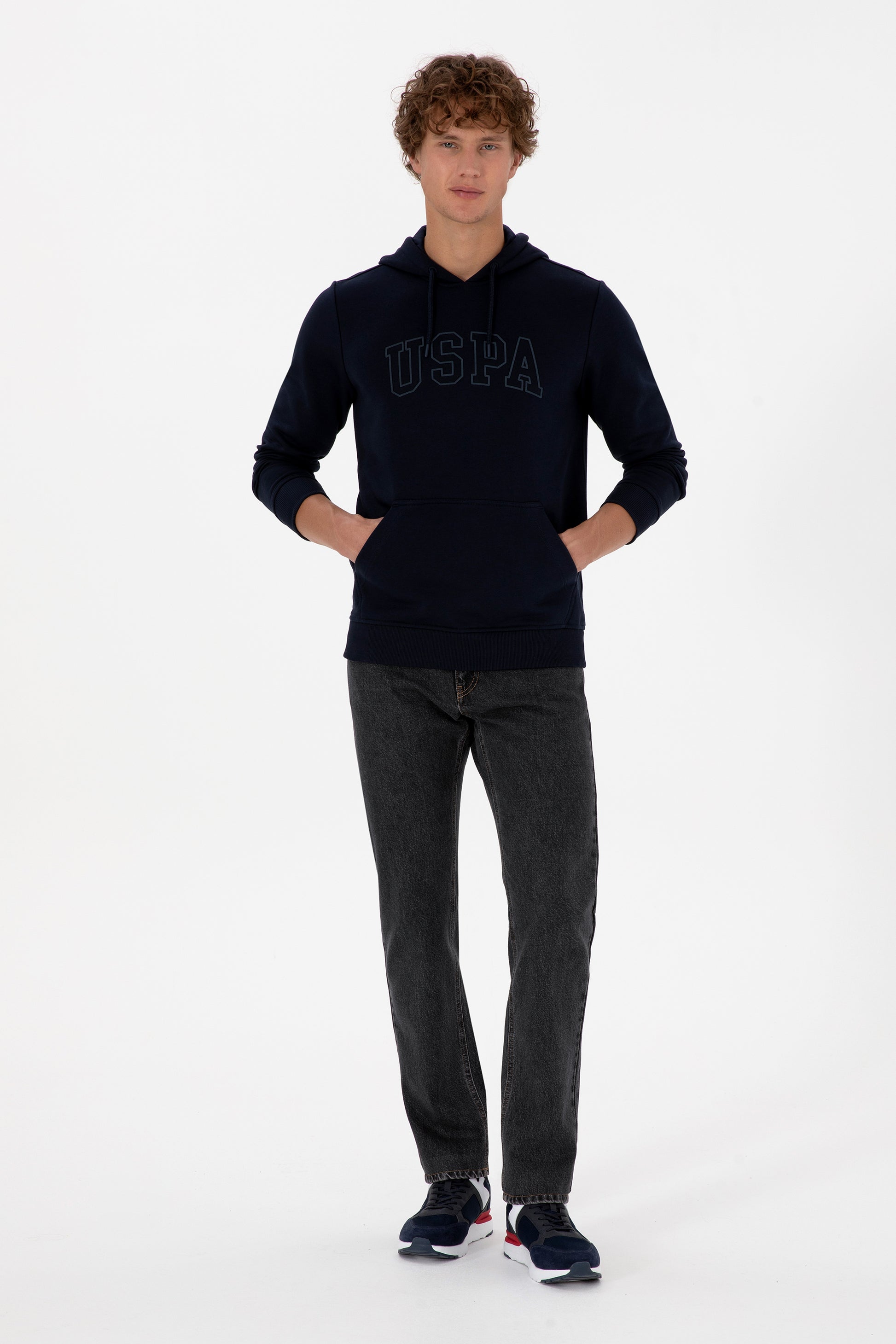 Erkek Regular Fit Kapüşonlu Lacivert Basic Sweatshirt