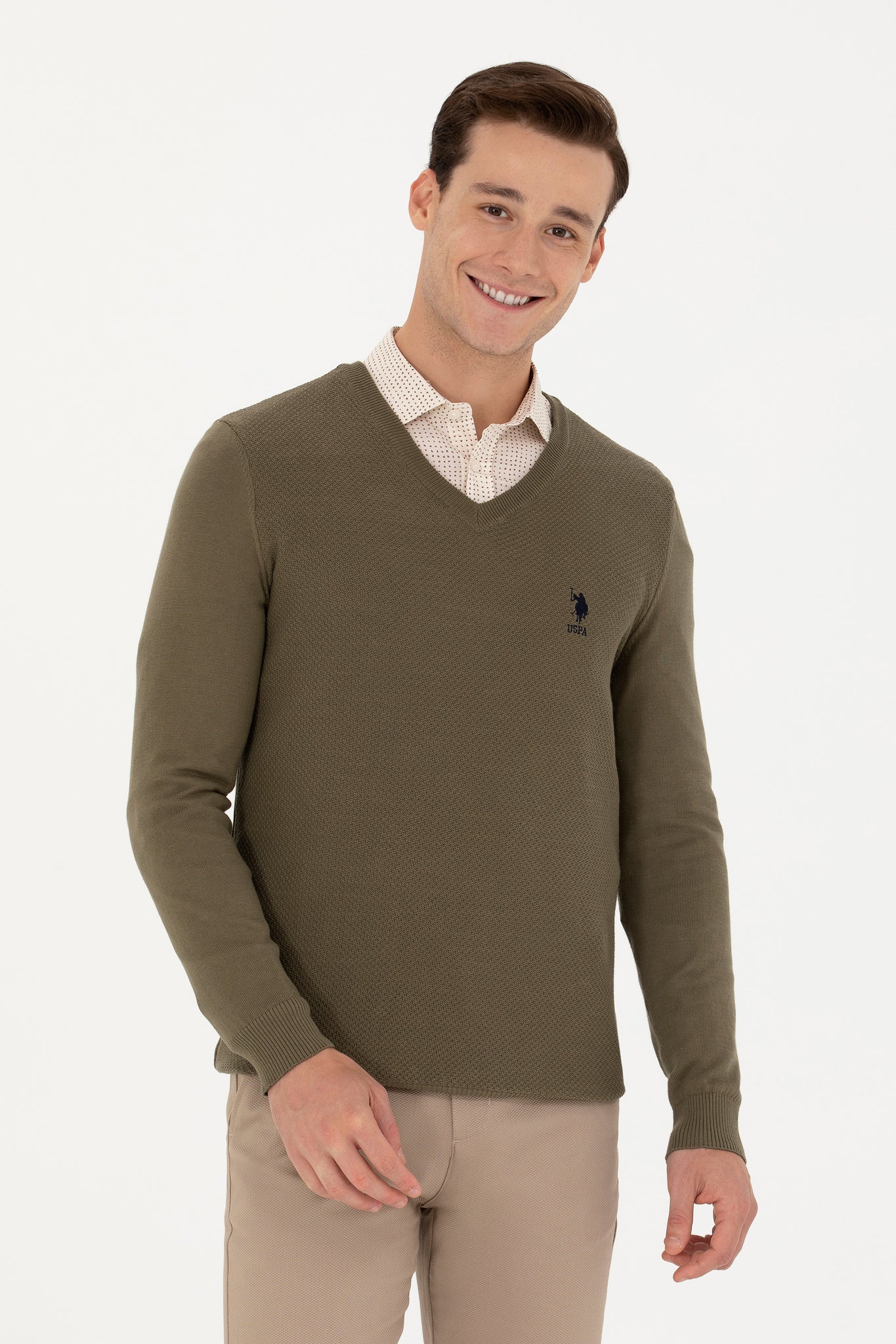 Men's Khaki Basic Sweater