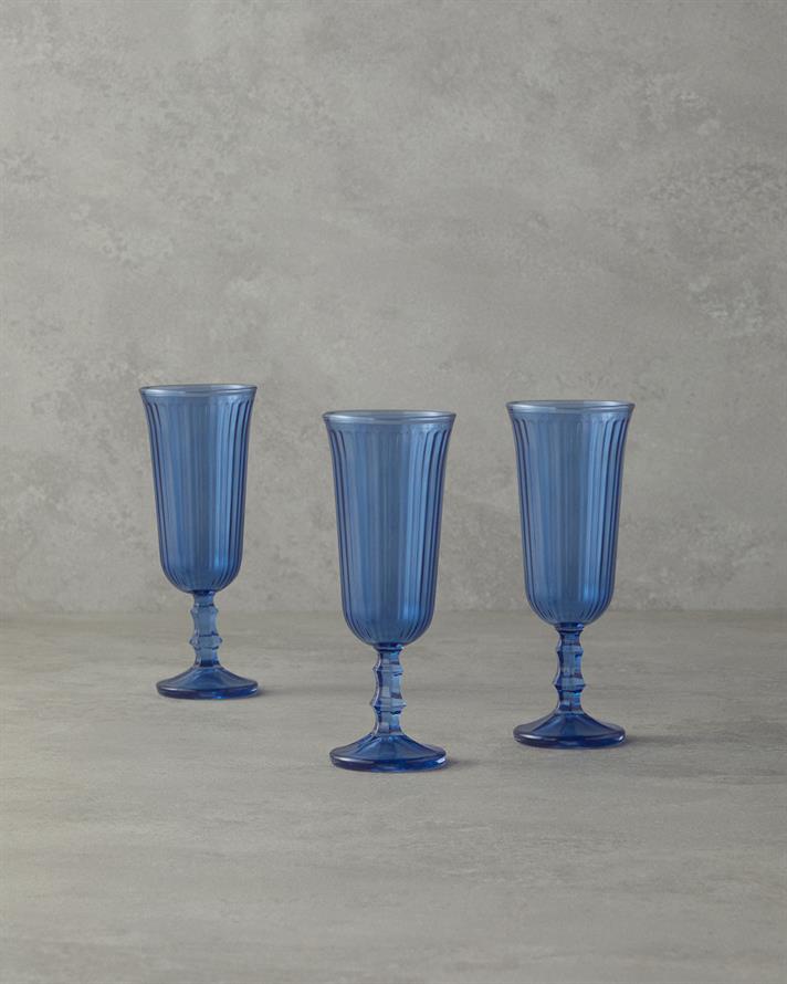 Carnival Glass Set of 3 Glasses Blue