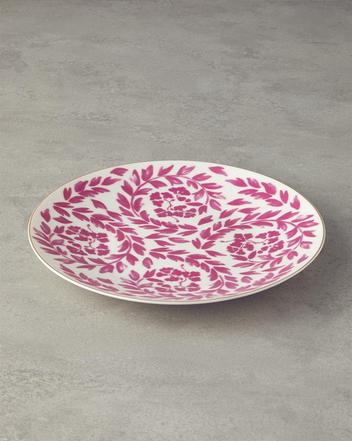 Carnival Floral Bone Porcelain Serving Plate 25 cm Fuchish-White