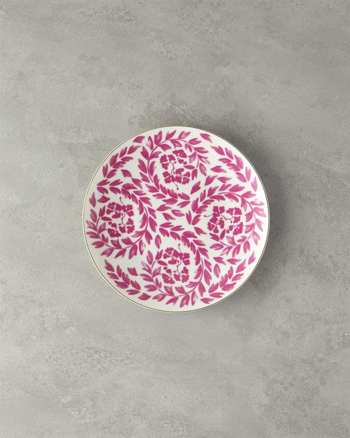 Carnival Floral Bone Porcelain Serving Plate 25 cm Fuchish-White