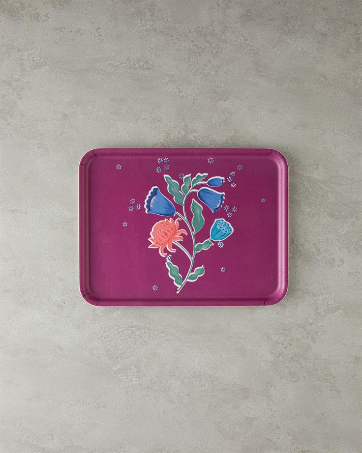 Carnival Posy Melamine Non-Slip Tray 27x36 cm Fuchsia