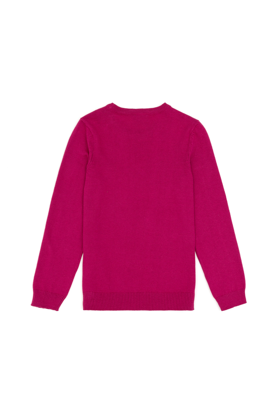 Girls' Fuchsia Crew Neck Basic Sweater