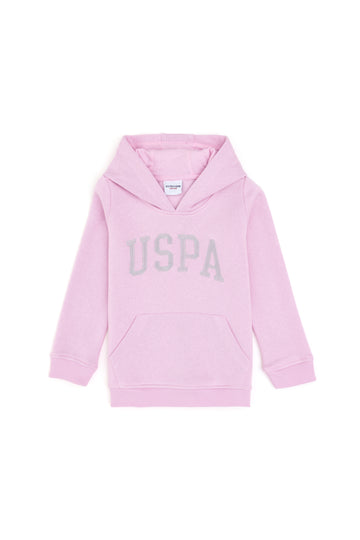 Girls' Pink Hooded Basic Sweatshirt