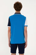 Men's Regular Fit Polo Neck Cobalt Blue T-Shirt